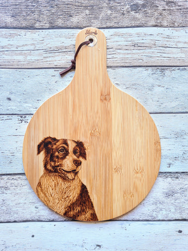 Bamboo Cheese Board - Border Collie