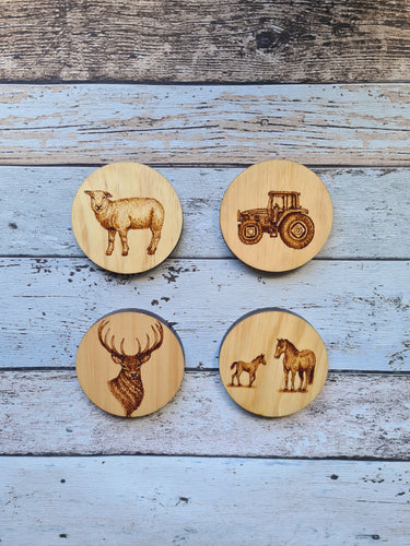 Wooden Coaster Farming 4 piece set